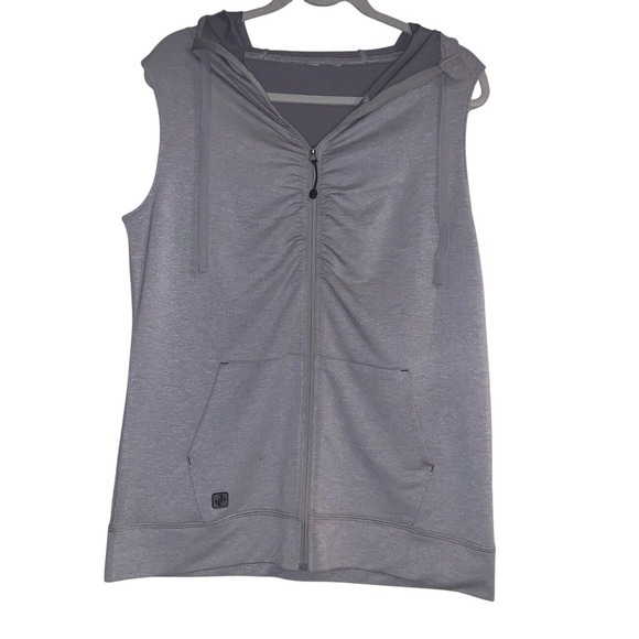 Jockey Women's Hoodie Running  Vest Gray Full Zip Sleeveless With Pockets Size ? - Picture 1 of 5